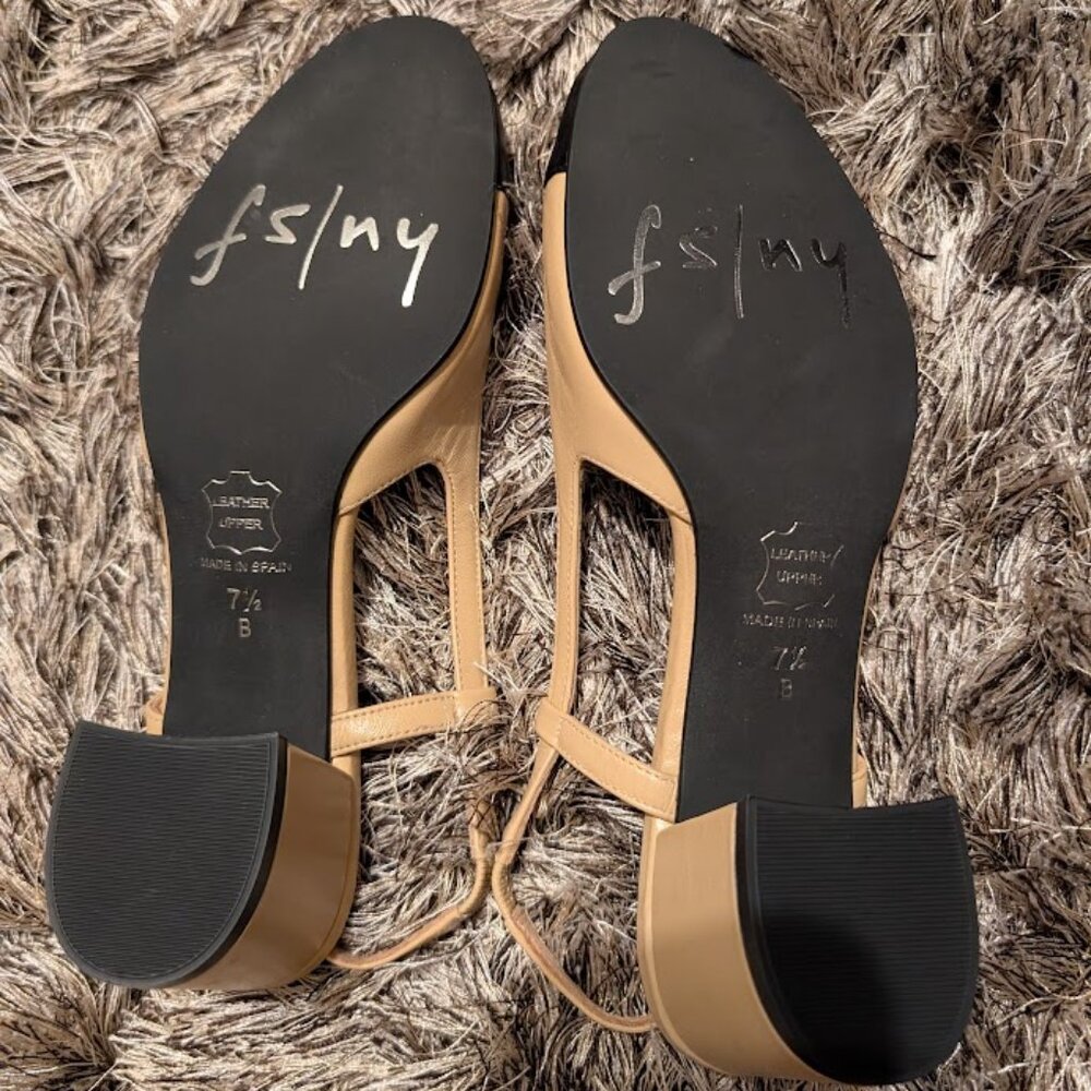 Tuckernuck French Sole Cap Toe Tan & Black Slingback Heels 7.5 NEW - Picture 7 of 9